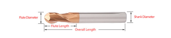 HRC55 HRC60 Carbide Tapered Ball End Mill Dilapisi TiAlN