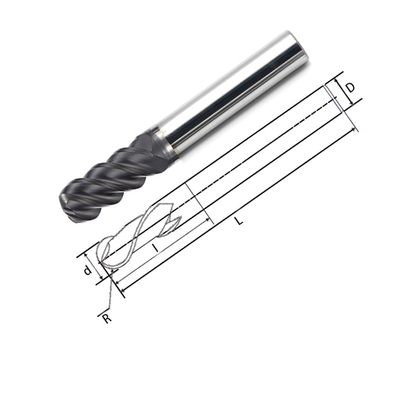 Solid Tungsten Carbide Ball Nose End Mills Untuk Grafit
