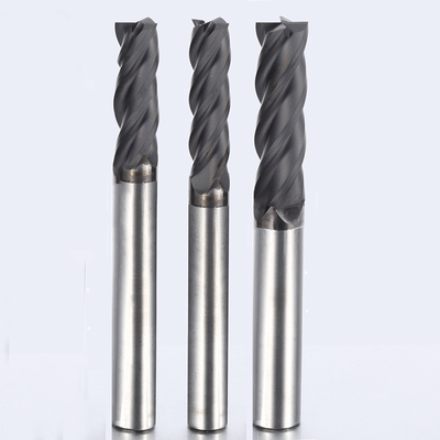 Diamond Coated Tungsten Carbide 4 Long Flute End Mills 10mm Untuk Grafit